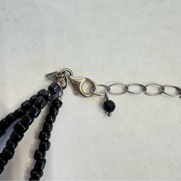 SILPADA Triple 3 Strand Black Glass Beads & Sterling Silver Beads Necklace - Picture 8 of 16